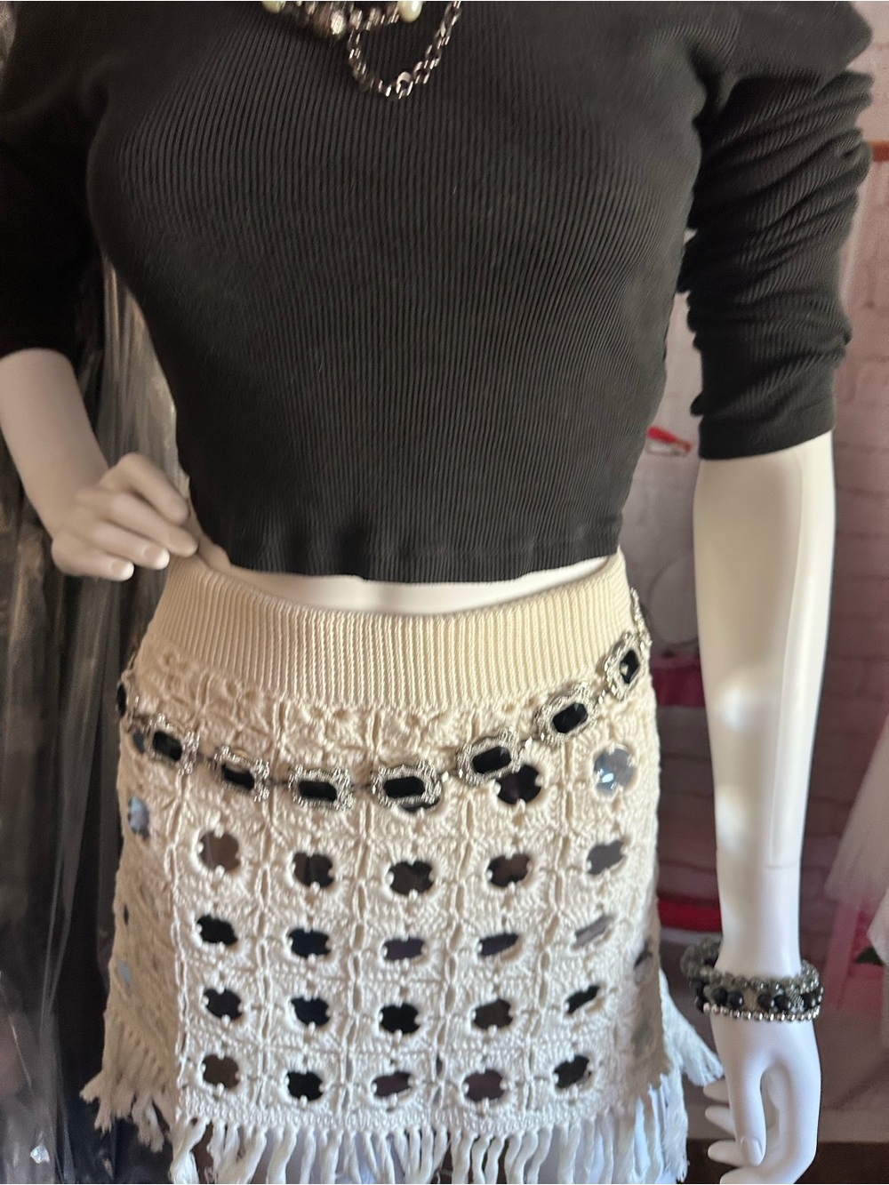 Le Superbe Gypset Crochet Mirrored Mini Skirt - Picture 6 of 13